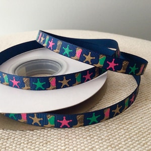 3/8&quot; cowboylaarzen op marineblauw grosgrain lint