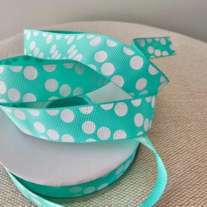 7/8&quot; White Glitter Dots on Tropic Grosgrain Ribbon By The Yard