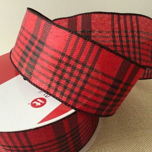 2 1/2” Red and Black  Plaid Wired Ribbon Roll