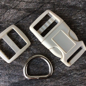 3/4” Sand Dog Collar Hardware- Buckle, Tri Glide Slide and Welded Metal D Ring