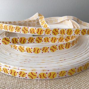 3/8” Softballs on White Grosgrain Ribbon
