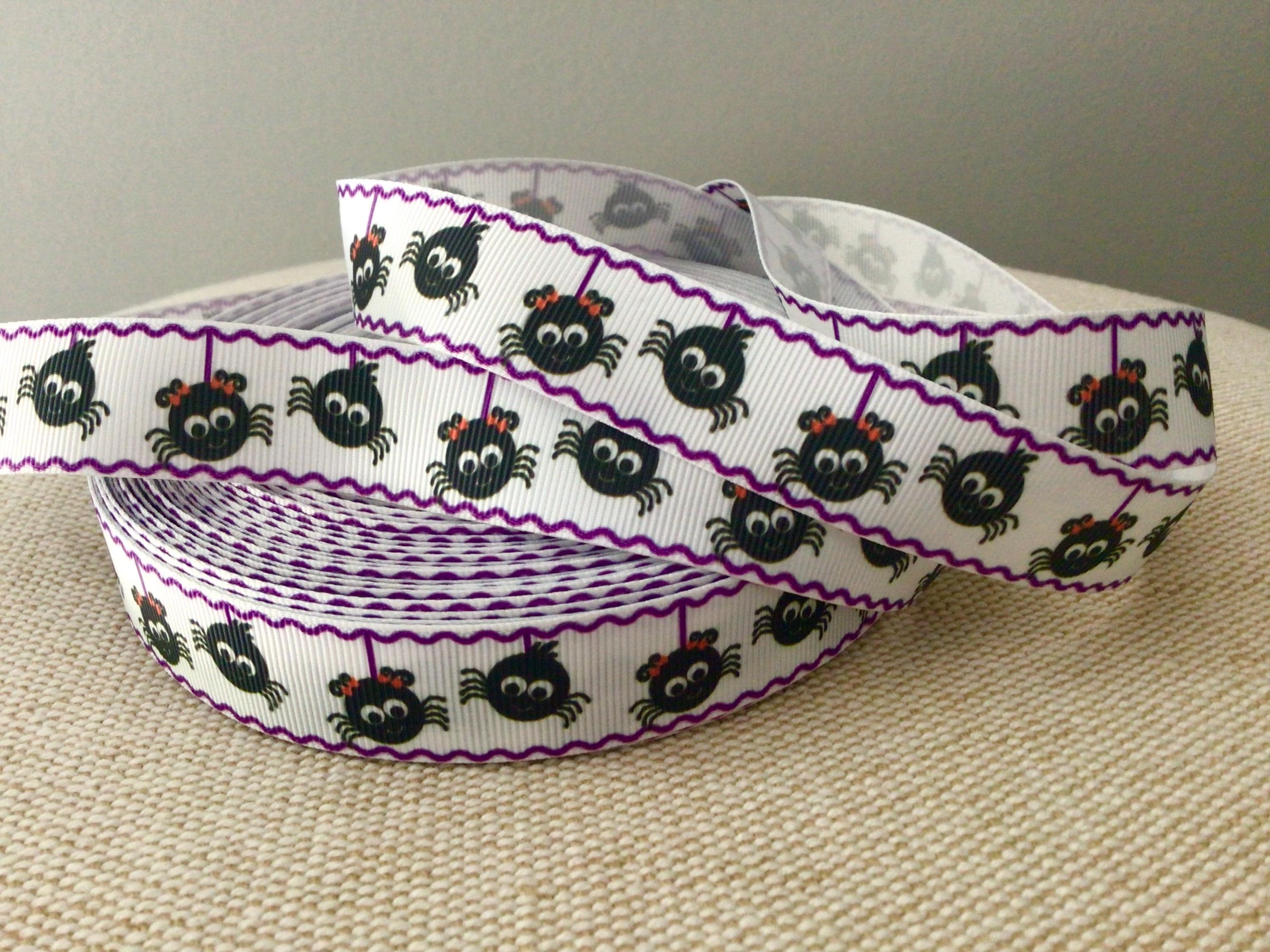 Grosgrain Ribbon Ric Rac 7/8” Halloween Spiders With Ric Rac Grosgrain Ribbon - Etsy