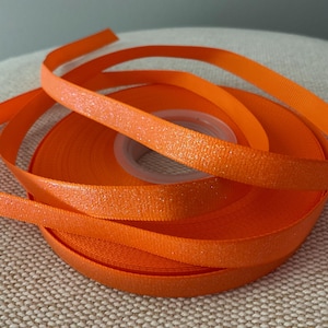 3/8&quot; Tangerine Glitter Grosgrain Ribbon
