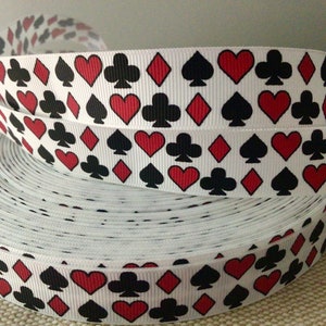 7/8" speelkaarten grosgrain lint