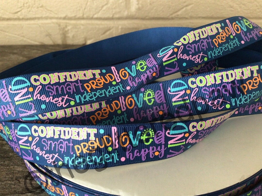 7/8” Kind Smart Honest Proud on Blue Grosgrain Ribbon - Etsy