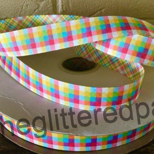 7/8” Summer Plaid Grosgrain Ribbon