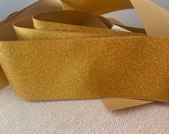 3" Gold Glitter Grosgrain Ribbon By The Yard