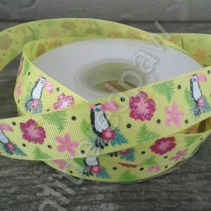 7/8&quot; Toucans on Bright Yellow Grosgrain Ribbon