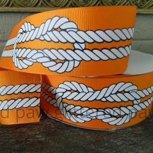 1.5&quot; Nautical Knots on Tangerine Grosgrain Ribbon