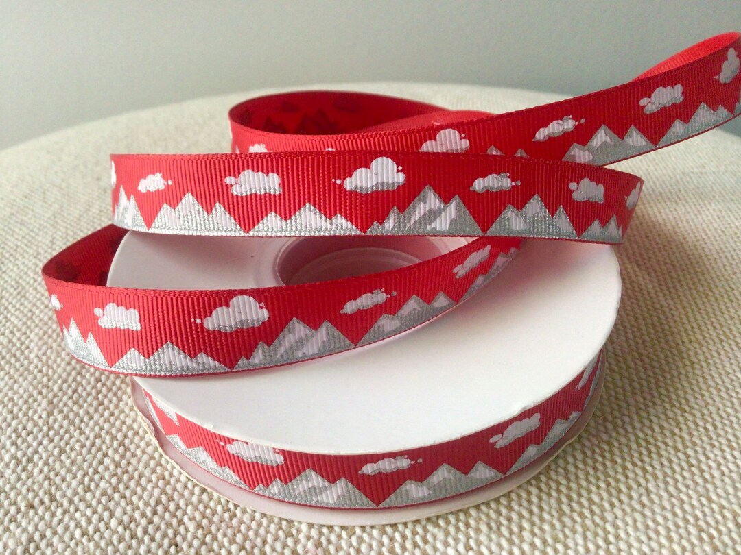 5/8” Mountains on Red Grosgrain Ribbon - Etsy