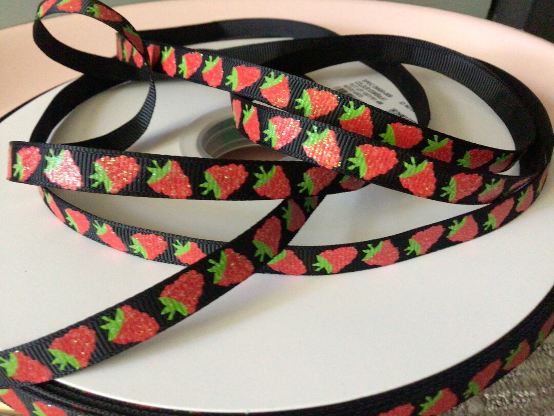 3/8” Raspberries on Black Grosgrain Ribbon - Etsy