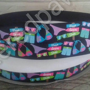 7/8&quot; Beach Bathing Suits on Black Grosgrain Ribbon