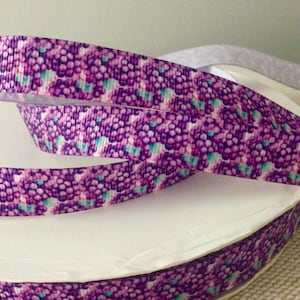 5/8” Grapes Grosgrain Ribbon By The Yard