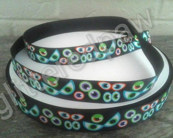 7/8" Halloween Spooky Eyes Grosgrain Ribbon