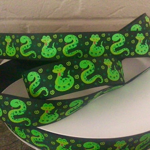 7/8” Snakes on Black Grosgrain Ribbon