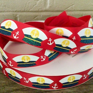7/8” Boat Captain Hats Grosgrain Ribbon By The Yard