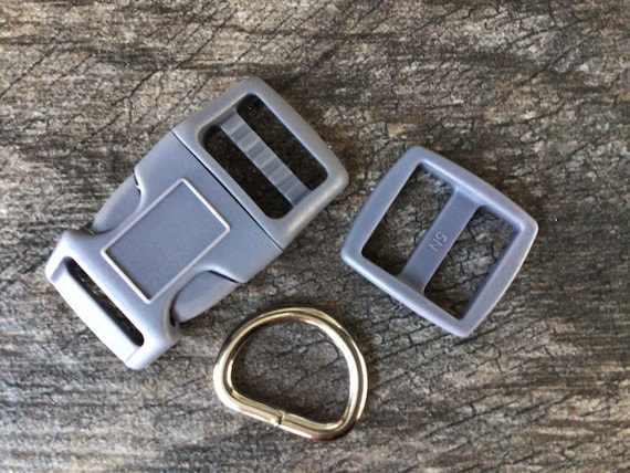 3 4 Grey Dog Collar Hardware 1 Buckle Tri Glide Slide and Welded Metal D Ring Etsy Australia