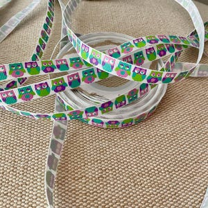 3/8&quot; Pastel  Owls  Grosgrain Ribbon By The Yard