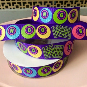 Bingo de 7/8 po. sur ruban gros-grain violet par mètre