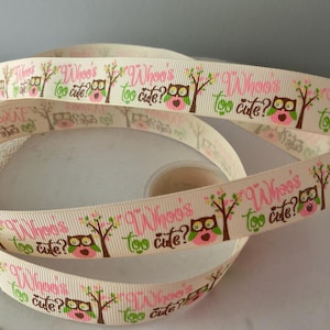 7/8&quot; Whoo&#39;s Too Cute Grosgrain Ribbon By The Yard