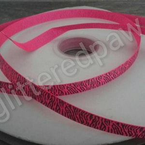 3/8&quot; Black Zebra Print on Pink Grosgrain Ribbon