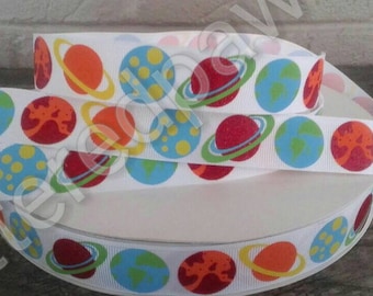 Cinta de grogrén con diseño del sistema solar de 7/8"