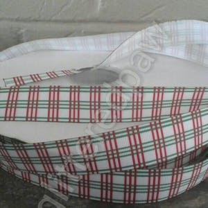 7/8&quot; Red and Green Christmas Plaid Grosgrain Ribbon