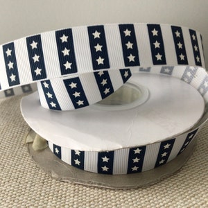 7/8” Patriotic Stars on Stripes Grosgrain Ribbon