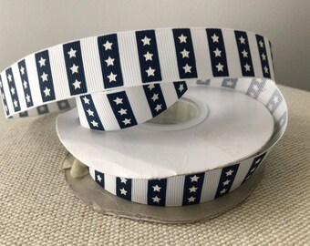 7/8” Patriotic Stars on Stripes Grosgrain Ribbon