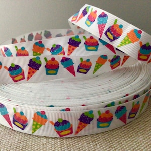 7/8” Ice Cream Cones Grosgrain Ribbon