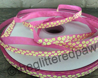 3/8” Tennis Balls on Pink Grosgrain Ribbon