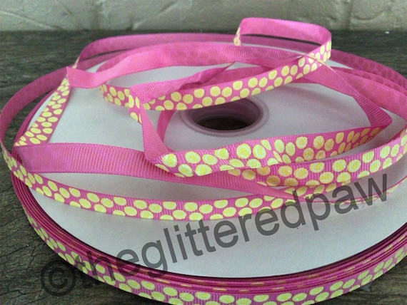 3/8” Tennis Balls on Pink Grosgrain Ribbon