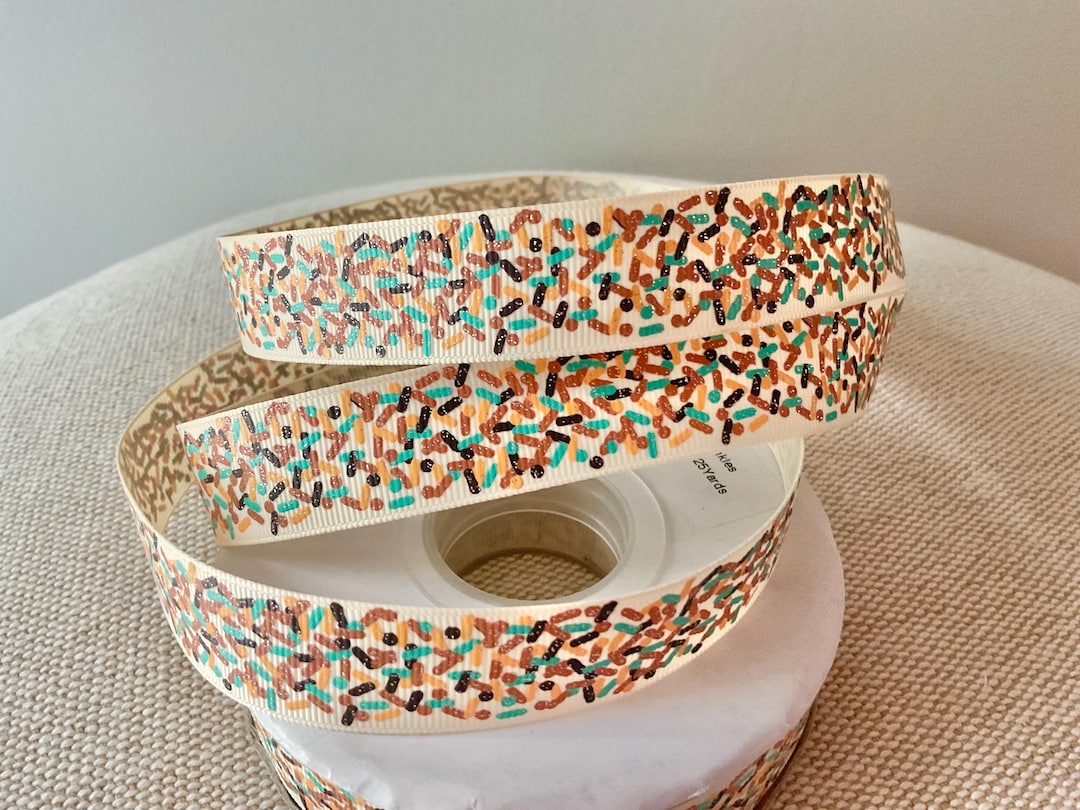 Sprinkle Ribon 7/8” Sprinkles on Cream Grosgrain Ribbon by the Yard - Etsy