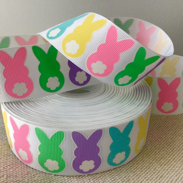 1.5” Easter Bunny Tails on White Grosgrain Ribbon