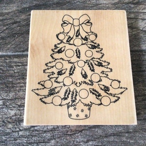 Christmas Tree Rubber Stamp Christmas Rubber Stamp Wood Mount Stamp