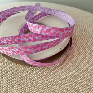 3/8&quot; Pink Glitter Dots on Lavender Grosgrain Ribbon By The Yard