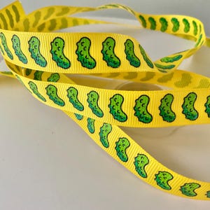 5/8” Pickles on Yellow Grosgrain Ribbon By The Yard