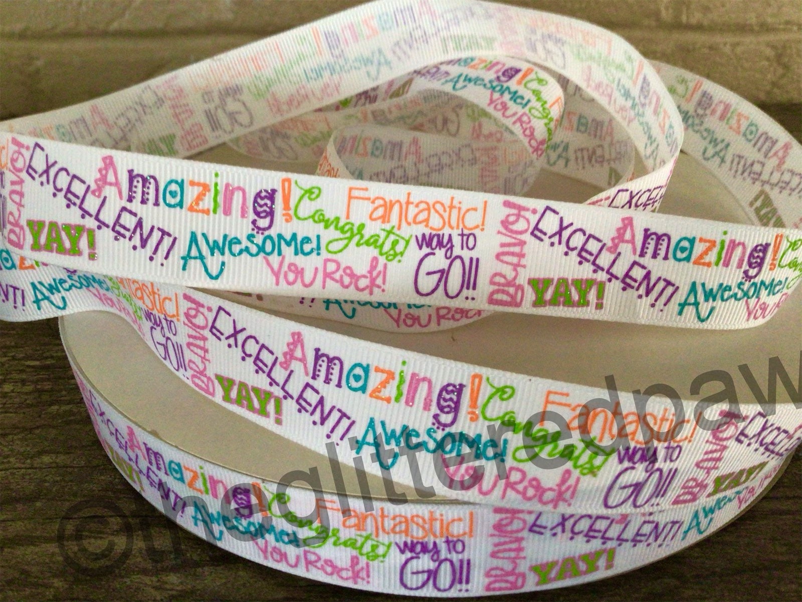 Ribbon printed sale with words