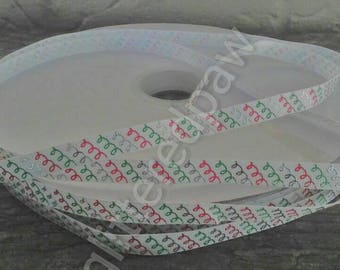 3/8" Christmas Squiggles on White Grosgrain Ribbon