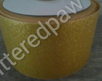 3" Gold Glitter Grosgrain Ribbon