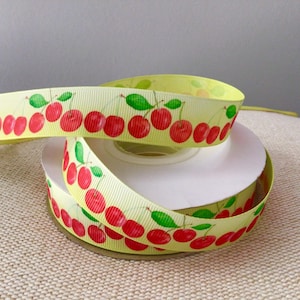 7/8” Cherries on Ombré Grosgrain Ribbon