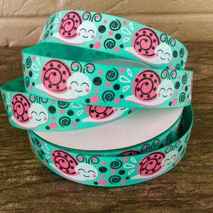 7/8” Snails on Tropic Grosgrain Ribbon