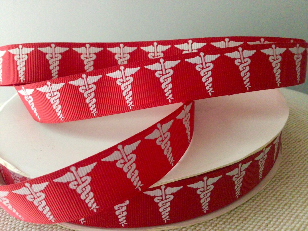 7/8” Caduceus on Red Grosgrain Ribbon - Etsy
