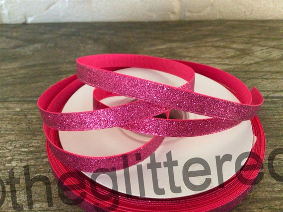 3/8 Shocking Pink Glitter Ribbon 25yd 