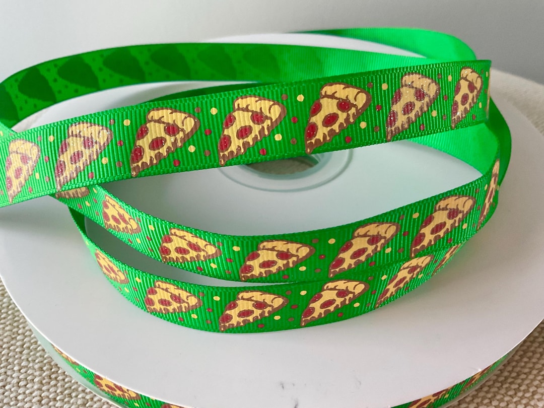 5/8” Pizza on Green Grosgrain Ribbon by the Yard - Etsy