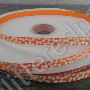 3/8&quot; White Glitter Dots on Orange Grosgrain Ribbon