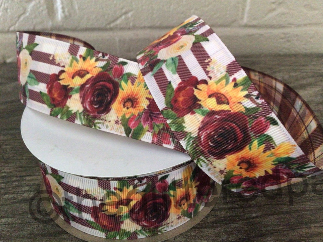 Floral Fall Ribbon 1.5” Fall Floral Grosgrain Ribbon by the Yard - Etsy