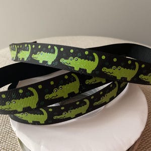 5/8” Crocodiles on Black Grosgrain Ribbon By The Yard