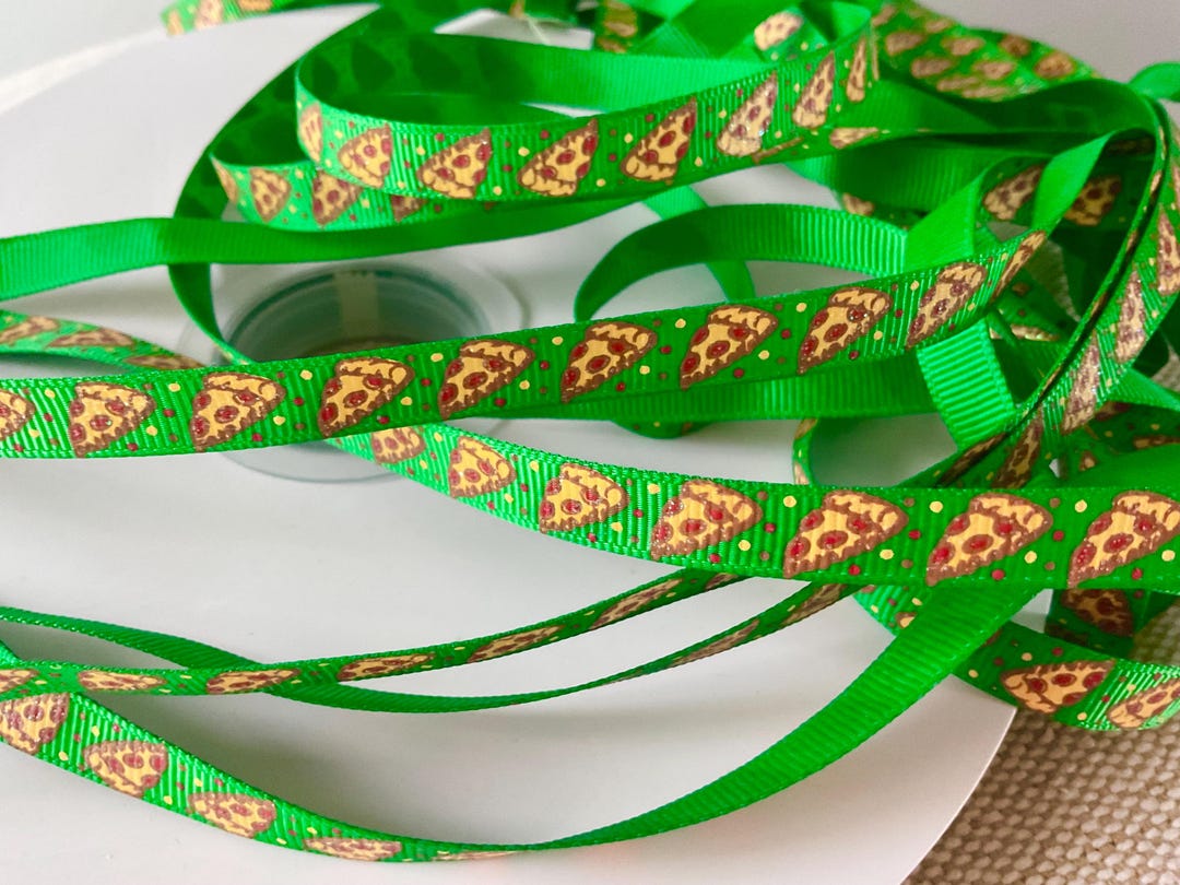3/8” Pizza on Green Grosgrain Ribbon by the Yard - Etsy