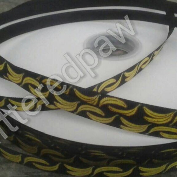 3/8" Bananas on Black Grosgrain Ribbon